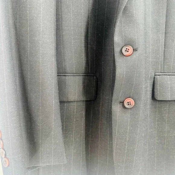Vintage Chaps Ralph Lauren Long Sleeve Pinstripe Single Vent Blazer Blue Size 41